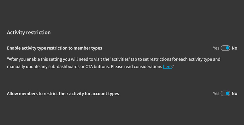 Admins can now restrict what different account types can do